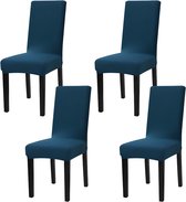 Stoelhoezen, set van 4 stuks, afneembaar, wasbaar, stretch stoelhoes met elastiek, voor hotel, banket, restaurant, huis, feest, bruiloft (blauw, 4 stuks)
