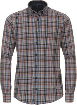 CASA MODA Sport casual fit overhemd - flanel - bruin geruit - Strijkvriendelijk - Boordmaat: 43/44