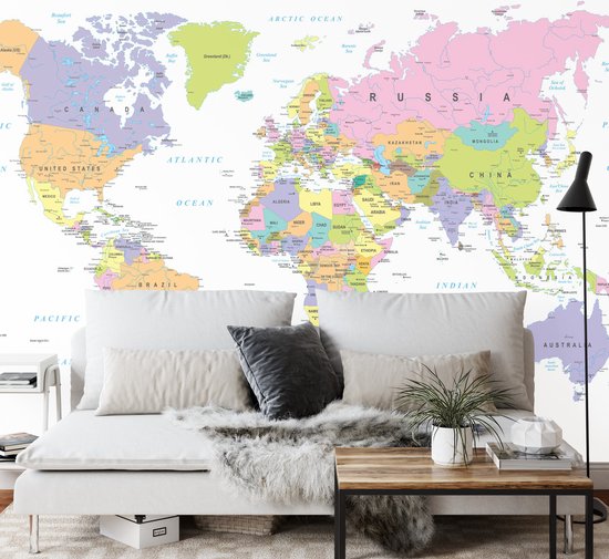 Fotobehang Wereldkaart - Vliesbehang - 368 x 280 cm