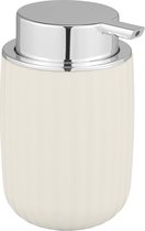 Distributeur de savon Agropoli blanc crème, distributeur de savon liquide rechargeable, en plastique de haute qualité avec design en plastique et surface structurée, 7,5 x 12,5 x 9 cm, capacité 250 ml