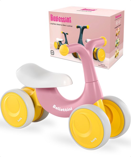 Bellettini Loopfiets - Speelgoed 1 jaar t/m 3 jaar - Jongens en Meisjes - Voor binnen en buiten - Roze
