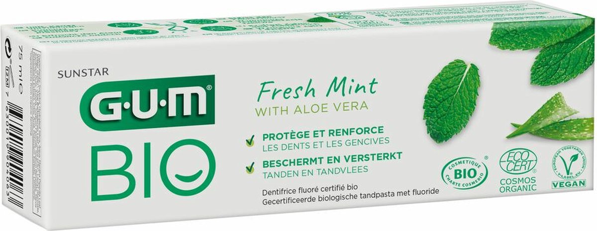 GUM - Bio Tandpasta Fresh Mint - 8 x 75 ml - Voordeelverpakking