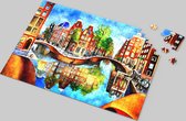 Amsterdamse Gracht Puzzel - Iconisch Stadsgezicht van 1000 Stukjes - Hoogwaardige Kartonnen Puzzel - Historische Pracht - Ontspannende Tijdverdrijf - Betoverend Amsterdam