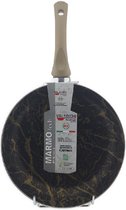 Koekenpan - 28cm - "Geschikt voor Inductiekookplaat" - Elegante Marmer-look in Zwart/Goud Tint - Premium Bakpan met Stijlvol Ontwerp