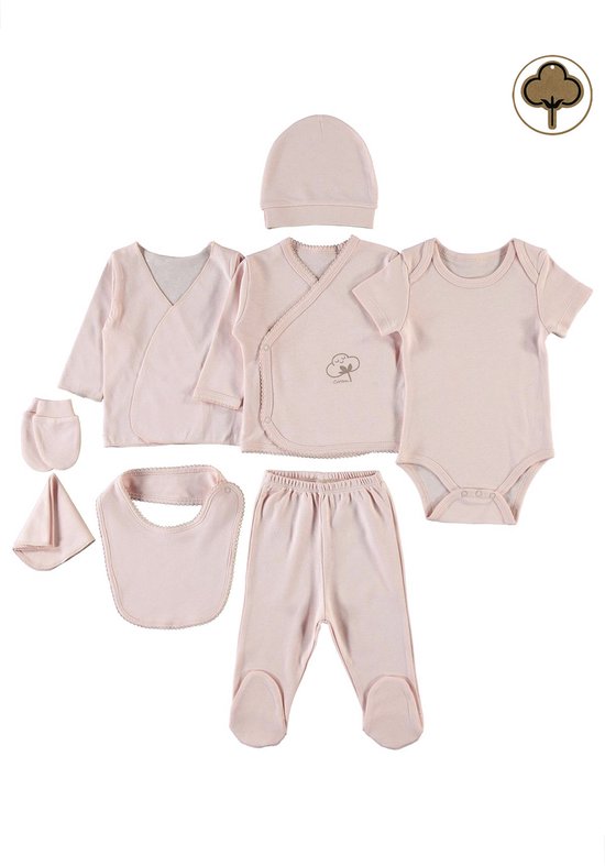 Organic 8-delige baby newborn kledingset meisjes - Handgemaakte babyslofjes cadeau - Newborn set - Babykleding - Babyshower cadeau - Kraamcadeau - Civil