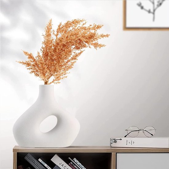 SUKIYPO Keramische vaas, beige, moderne boho-vazen, vazendecoratie