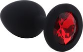 Banoch - Buttplug Penumbra Red Medium– Siliconen buttplug Zwart - kristal - Rood