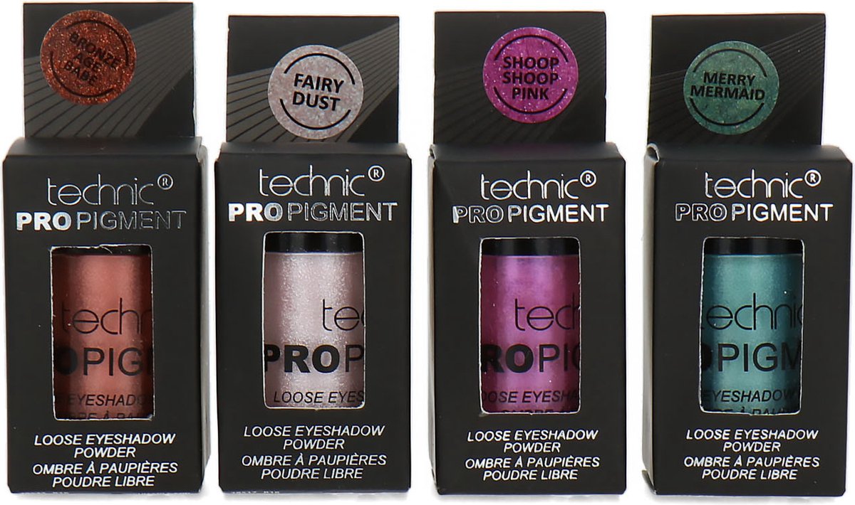 Goedkoopste Technic Pro Pigment Loose Eyeshadow Powder - 4 x 2 g (set van 4