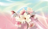 Fotobehang - Vlies Behang - Abstracte Magnolia Kunst - 208 x 146 cm