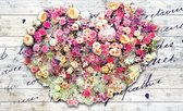 Fotobehang - Vlies Behang - Hart van Bloemen en Rozen - 312 x 219 cm