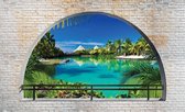 Fotobehang - Vlies Behang - 3D Uitzicht op Tropisch Hawaii - 312 x 219 cm