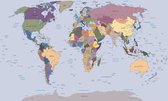 Fotobehang - Vlies Behang - Wereldkaart - Kaart van de Wereld - 416 x 254 cm