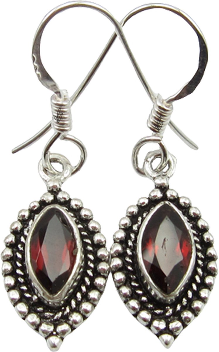 Natuursieraad - 925 sterling zilver granaat oorhangers - edelsteen sieraden