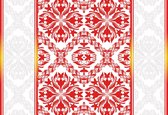 Fotobehang - Vlies Behang - Geometrisch Ornament in wit en rood - 368 x 254 cm