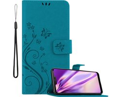 Cadorabo Hoesje geschikt voor LG G7 ThinQ / FIT / ONE in BLOEMEN BLAUW - Beschermhoes in bloemmotief met magnetische sluiting, standfunctie en kaartsleuven Book Case Cover Etui