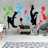 Fotobehang - Vlies Behang - Graffiti op Betonnen Muur - Kunst - 416 x 254 cm