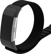 Nylon Smartwatch bandje - Geschikt voor Fitbit Charge 2 nylon bandje - zwart - Strap-it Horlogeband / Polsband / Armband