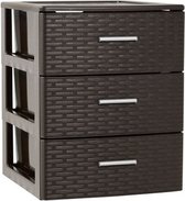 Ladeblok/bureau organizer met 3 lades rotan bruin 39,5 x 36,5 x 46,5 cm - Ladeblokken kantoorartikelen