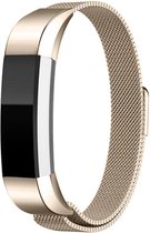Milanees Smartwatch bandje - Geschikt voor Fitbit Alta / Alta HR Milanese band - champagne - Strap-it Horlogeband / Polsband / Armband - Maat: Maat S