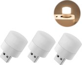 Mini USB - Nachtlampje ( 3 Stuks ) - Warm Wit - Leeslampje - Computerlamp