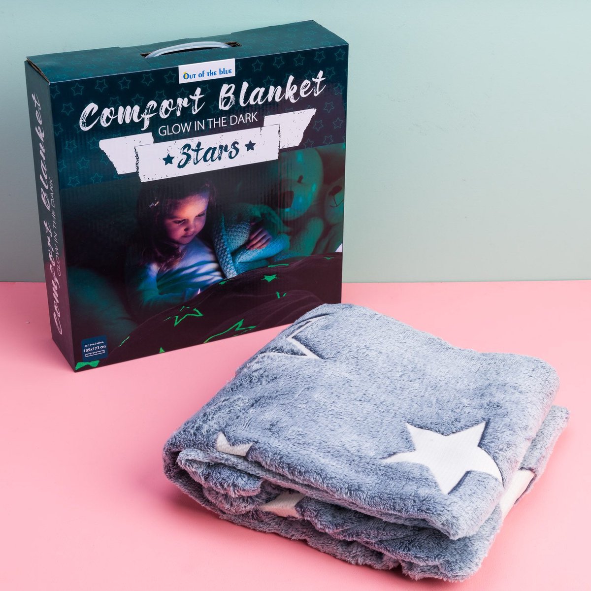 Ranedo Knuffeldeken voor kinderen, 190 cm x 150 cm, licht in het donker, sterrenmotief, flanellen fleece, deken voor alle seizoenen, verjaardagscadeau voor kinderen, meisjes en