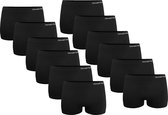 Gianvaglia Dames Shorts 12-pak - Boxershorts - Damesondergoed -Microfiber Kwaliteit - Glad - Zwart - Maat S