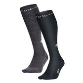 STOX Energy Socks - 2 Pack Everyday sokken voor Mannen - Premium Compressiesokken - Kleur: Zwart - Donkergrijs- Maat: Medium - 2 Paar - Voordeel