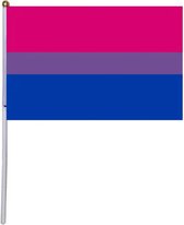 Akyol - biseksueel vlag - 5 stuks zwaai vlaggetjes - Pride vlag- Gay - lesbian - trans - cadeau - kado - geschenk - gift - verjaardag - feestdag – verassing – pride – respect – ecual – gelijk – lgbt – bi -regenboog vlag