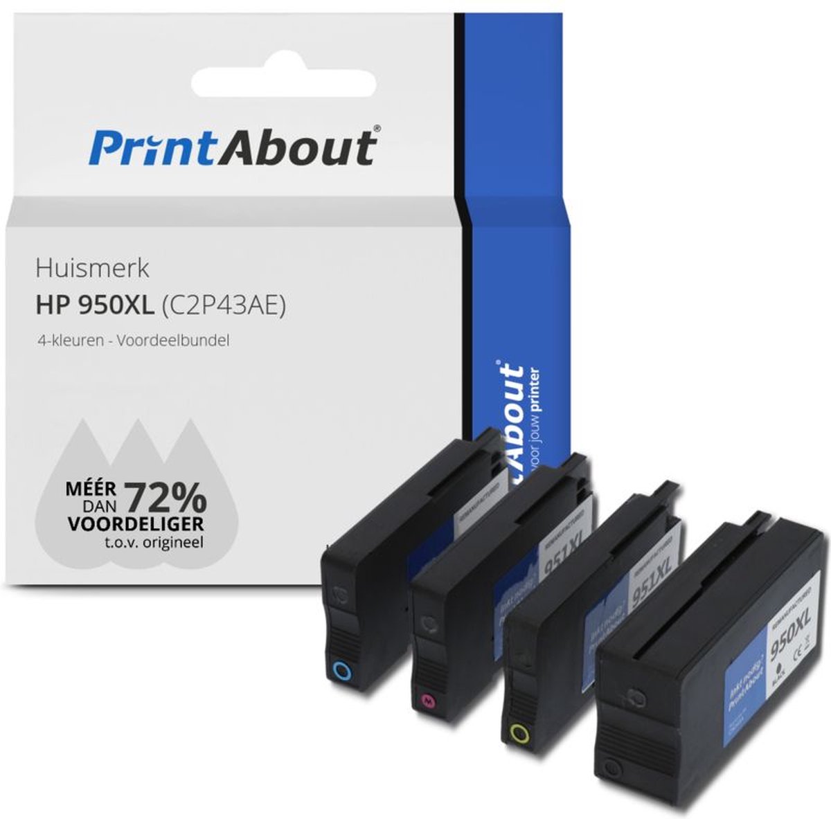 PrintAbout - Inktcartridge / Alternatief voor de HP CN045AE (nr 950XL) / 4 Kleuren