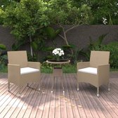 The Living Store Tuinset Beige Poly Rattan - 60 x 75 cm - Inclusief kussens