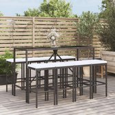 The Living Store Tuinbarset - PE-rattan - zwart - 180x70x110 cm - incl - 8 barkrukken - weerbestendig