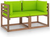 The Living Store hoekbank pallet 64x64x70 cm - bruin - geïmpregneerd grenenhout - 100% polyester