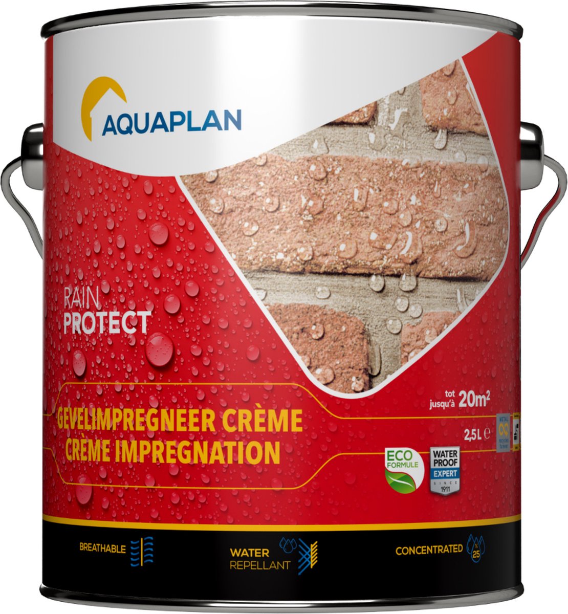 Aquaplan Rain Protect GeveIimpregneer crème - waterafstotende bescherming voor buitenmuren - 2,5 liter