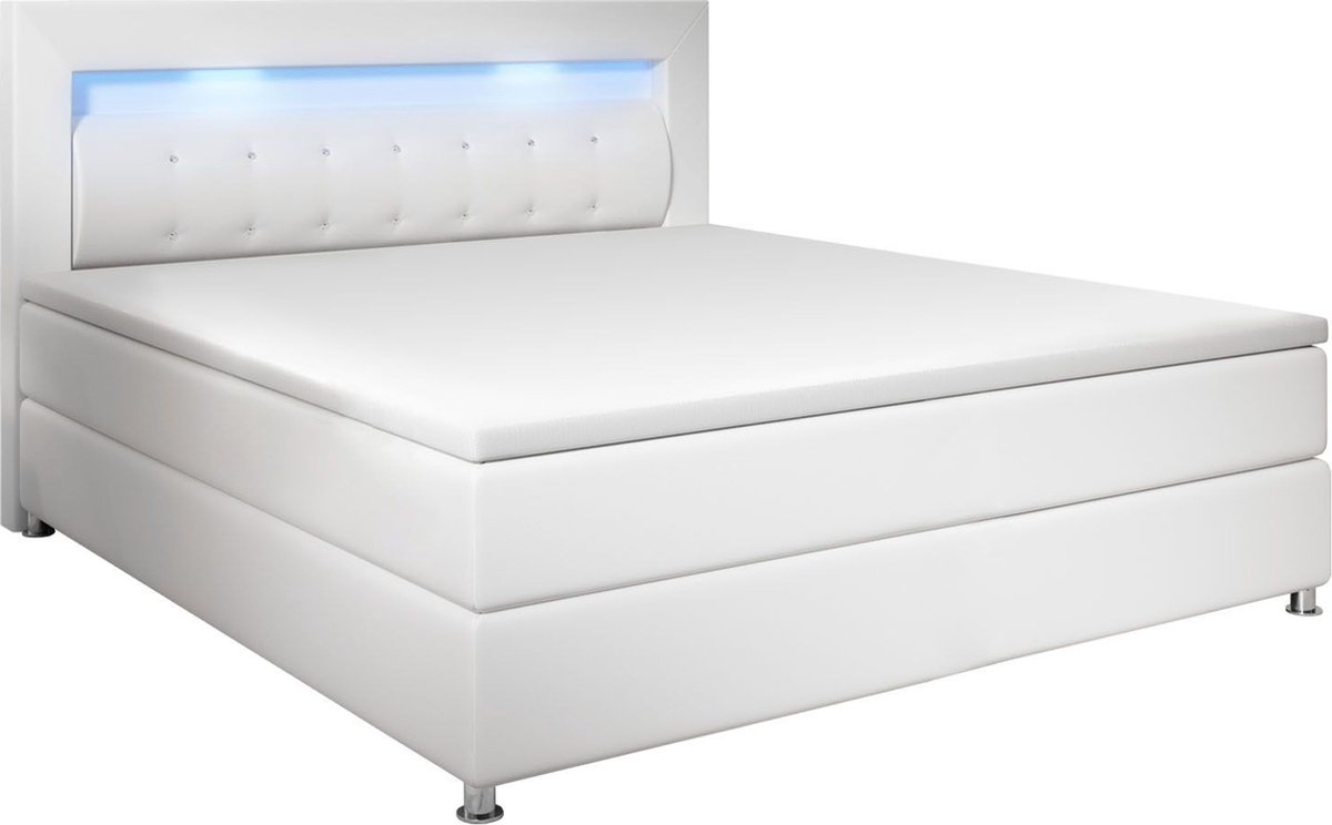 Boxspringbed Montana - 120 x 200 cm - Wit - LED Verlichting
