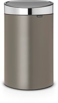Brabantia Touch Bin Vuilbak - 40 l - Platinum met Matt Steel deksel