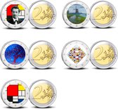 2 Euro munt kleur Mondriaan complete serie 1-5