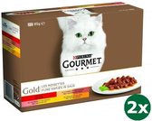 Gourmet gold 12-pack fijne hapjes kattenvoer 2x 12x85 gr