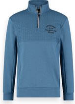Twinlife Heren Sweater met Rits Gebreid- Trui - Comfortabel - Herfst en Winter - Blauw - XL