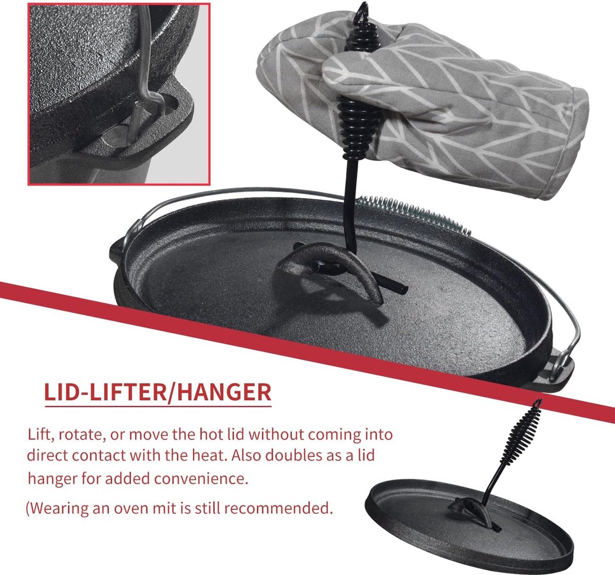 Dutch Oven 6l met onderzetter en deksellifter gietijzeren kookpan voor kampvuur camping kamperen Dutch Oven 6l met onderzetter en deksellifter gietijzeren kookpan voor kampvuur camping kamperen