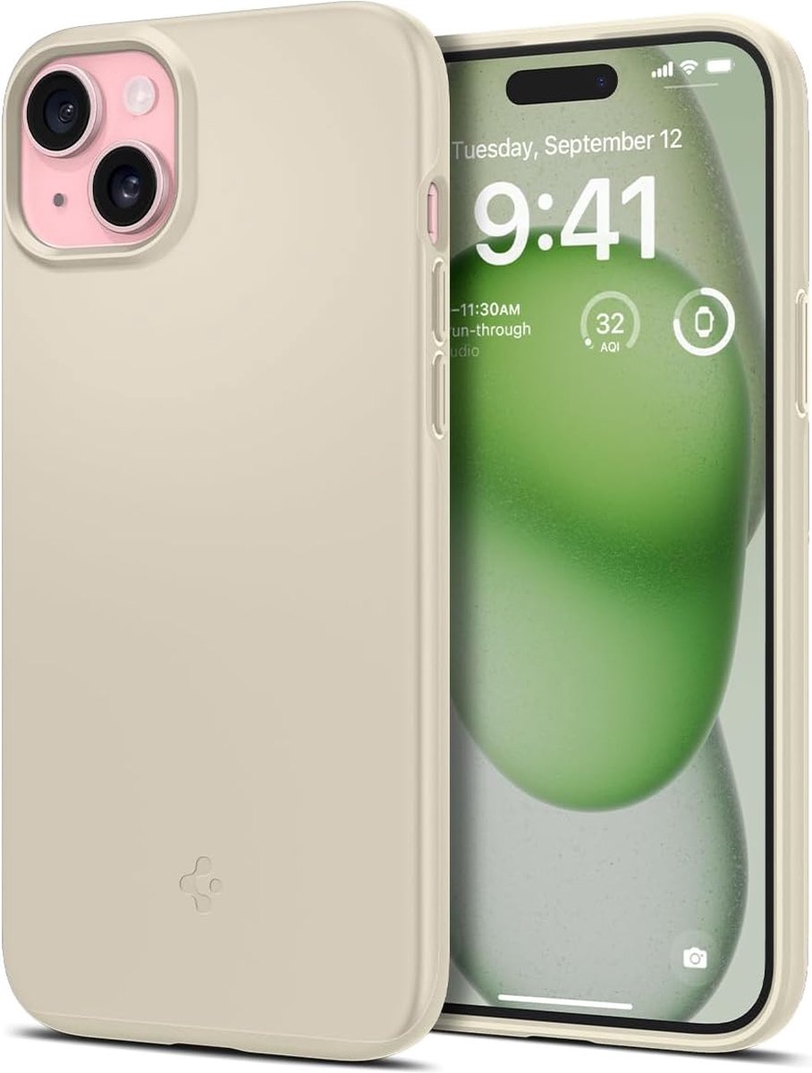 Geschikt voor Spigen Apple iPhone 15 Plus Thin Fit hoesje - Beige