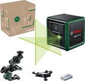 Bosch Quigo Green - Laser lignes croisées - Comprend pince universelle MM2 - Plaque d'adaptation - Piles