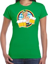 Bellatio Decorations Oktoberfest verkleed t-shirt voor dames - Duits bierfeest kleding - groen XL