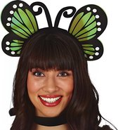 Fiestas Verkleed diadeem vlinder vleugels - groen - meisjes/dames carnaval accessoires