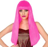 Atosa Verkleedpruik voor dames met lang stijl haar - Roze - Carnaval/party