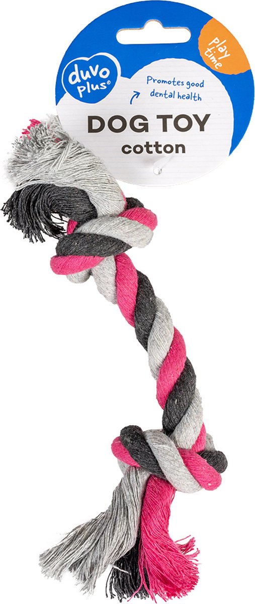 Duvoplus - Speelgoed Voor Dieren - Hond - Knoop Katoen 20cm Roze/grijs/bruin - 1st