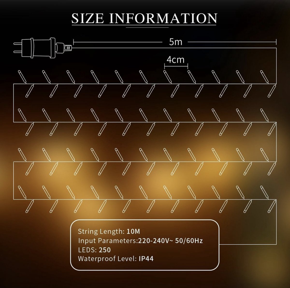 Aigostar LED lichtsnoer - Kerstverlichting - 250 LED - 10 meter - IP44 - Kerstboomverlichting - Voor binnen en buiten - warm wit – foto 5