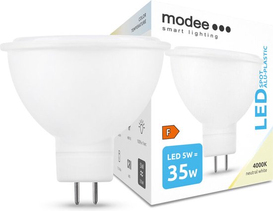 Modee Lighting - OP=OP LED spot GU5.3 - 5W vervangt 35W - 4000K helder wit licht