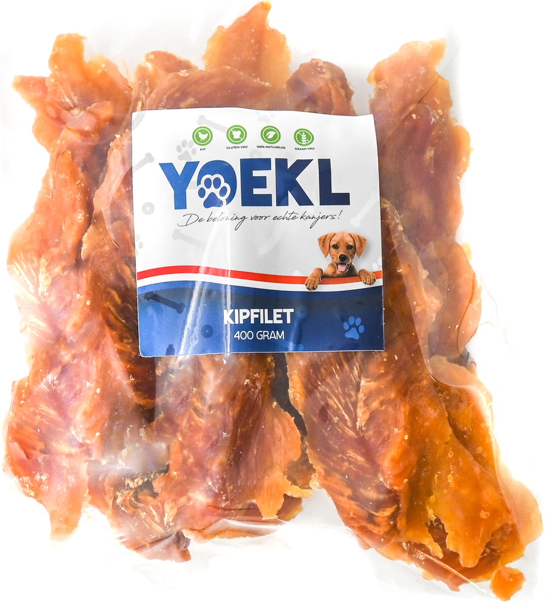 YOEKL Kipfilet - 400 Gram - Hondensnacks - Hondensnoepjes - Hondensnacks Gedroogd