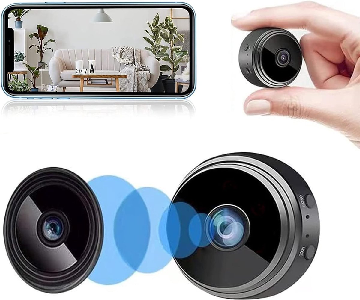 Kleyn - Beveiligingscamera - Binnen - 1080P HD - Mini WiFi-Camera - Babyfoon - met Infrarood Nightshot, Bewegingssensor - 150° Groothoek - Compact Formaat - Slimme Beveiligingscamera voor Android en iOS