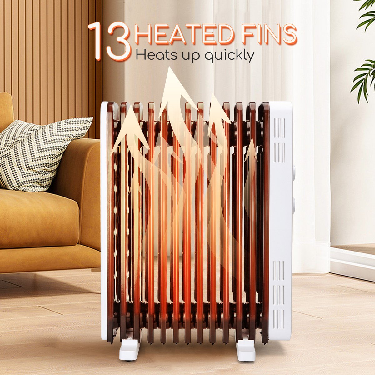 Aigostar Hubery 33ZDK - Oliegevulde radiator - Kachel - 3 Standen - Elektrische verwarming - 2500W - Wit – foto 7